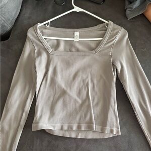 Women's Ribbed Long Sleeve Top - Gray